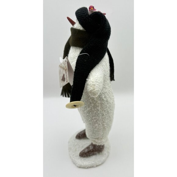 Vintage Angel Heart Snowman Christmas Figurine with Bird and Nest Black Scarf - Picture 4 of 10